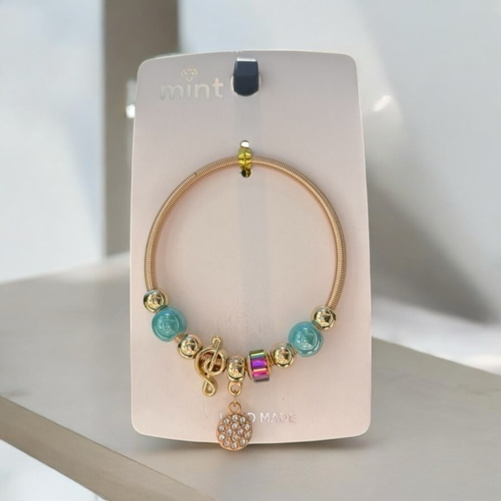3/$25 Mint Beaded Stretch Charm Bracelet